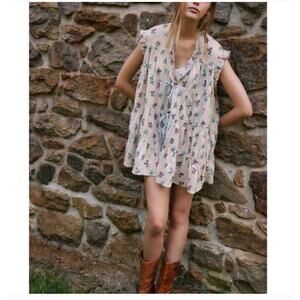 NEW! Free People 'Sundown' Print Tunic Dress in IVORY COMBO (M)